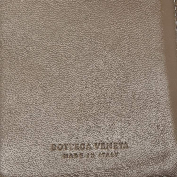 Pre Owned Bottega Veneta Dark Beige Intrecciato Leather Bifold Continental Wallet