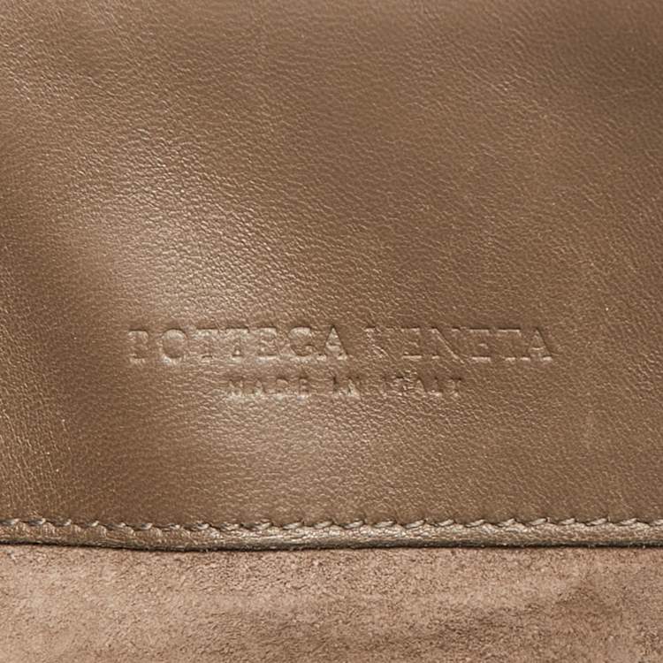 Pre Owned Bottega Veneta Dark Beige Intrecciato Leather Medium Olimpia Shoulder Bag