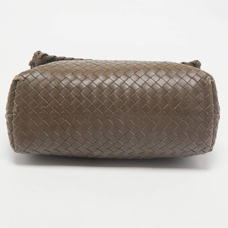 Pre Owned Bottega Veneta Dark Beige Intrecciato Leather Medium Olimpia Shoulder Bag