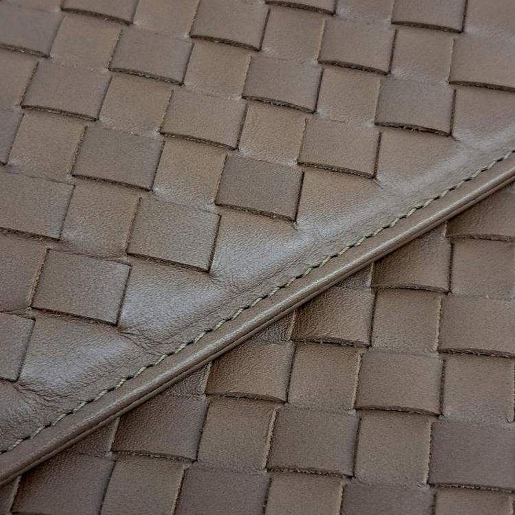 Pre Owned Bottega Veneta Brown Leather Mesh Flap Clutch