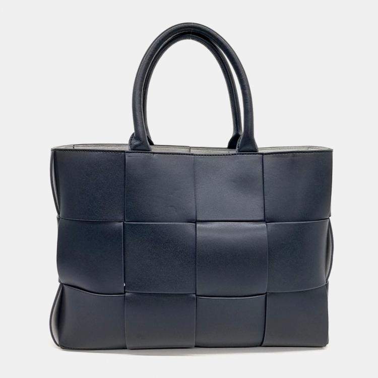 Pre Owned Bottega Veneta Navy Blue Leather Arco Tote and Shoulder Bag