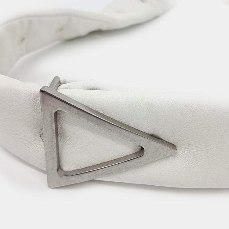 Pre Owned Bottega Veneta White Leather Belt Bag