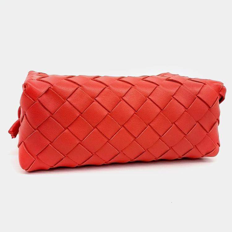 Pre Owned Bottega Veneta Red Leather Mini Loop Camera Bag