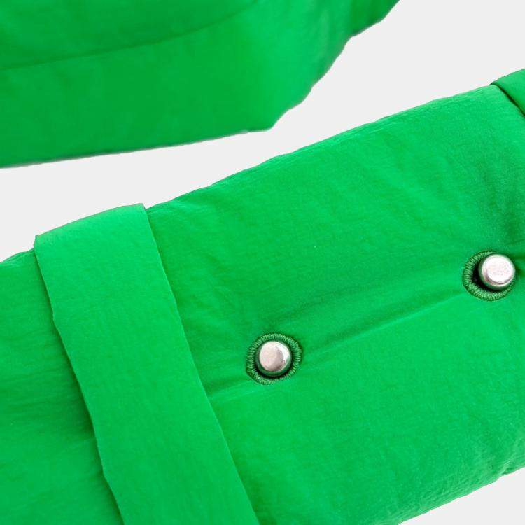 Pre Owned Bottega Veneta Green Fabric Padded Tech Cassette Bag