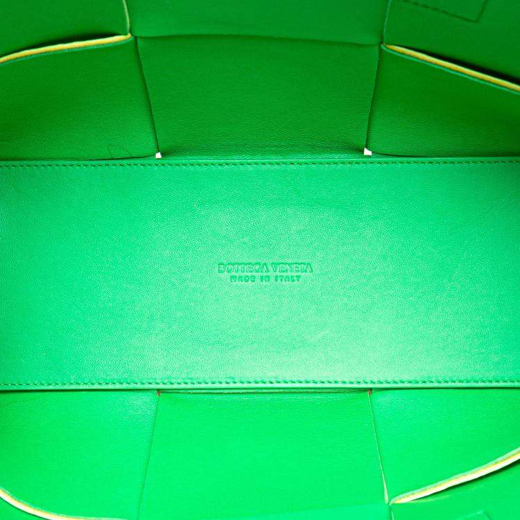 Pre Owned Bottega Veneta Yellow Small Nappa Maxi Intrecciato Arco Tote
