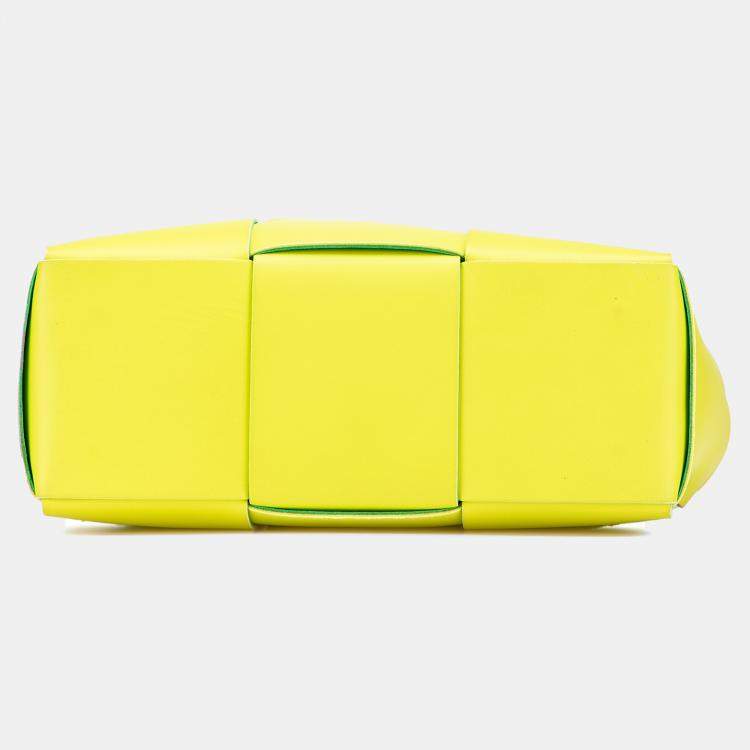 Pre Owned Bottega Veneta Yellow Small Nappa Maxi Intrecciato Arco Tote