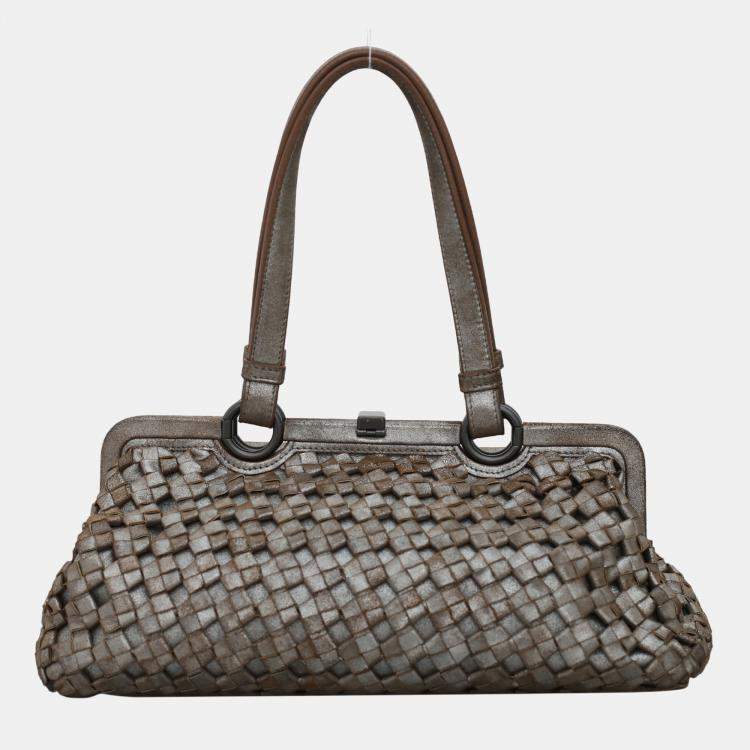Pre Owned Bottega Veneta Intrecciato Metallic Shoulder Bag
