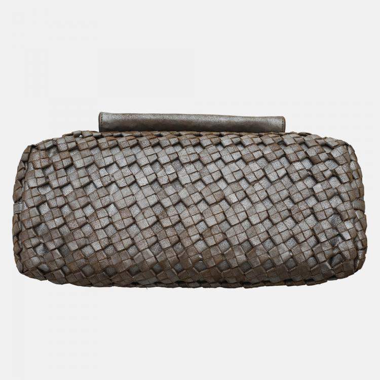 Pre Owned Bottega Veneta Intrecciato Metallic Shoulder Bag