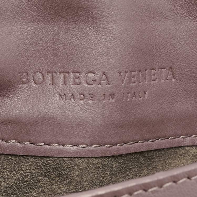 Pre Owned Bottega Veneta Old Rose Intreccaito Leather Olimpia Chain Shoulder Bag