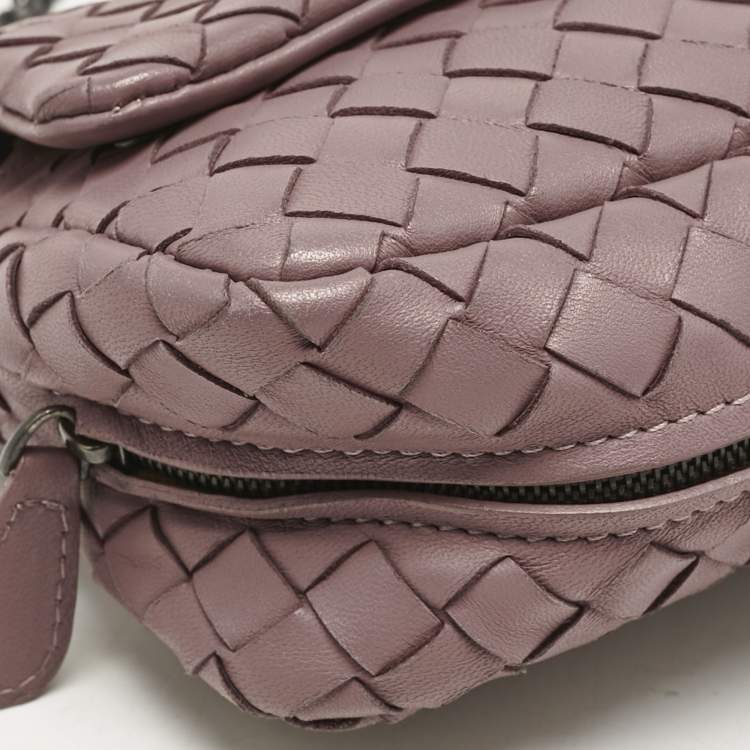 Pre Owned Bottega Veneta Old Rose Intreccaito Leather Olimpia Chain Shoulder Bag