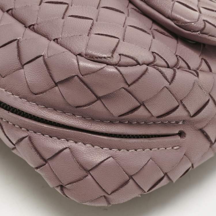 Pre Owned Bottega Veneta Old Rose Intreccaito Leather Olimpia Chain Shoulder Bag