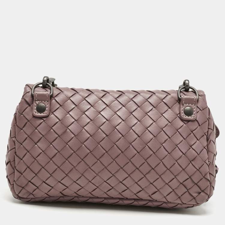 Pre Owned Bottega Veneta Old Rose Intreccaito Leather Olimpia Chain Shoulder Bag