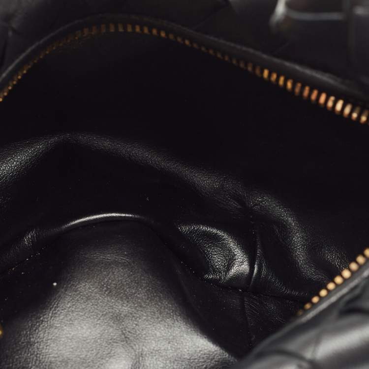 Pre Owned Bottega Veneta Black Intrecciato Leather Mini Jodie Chain Hobo