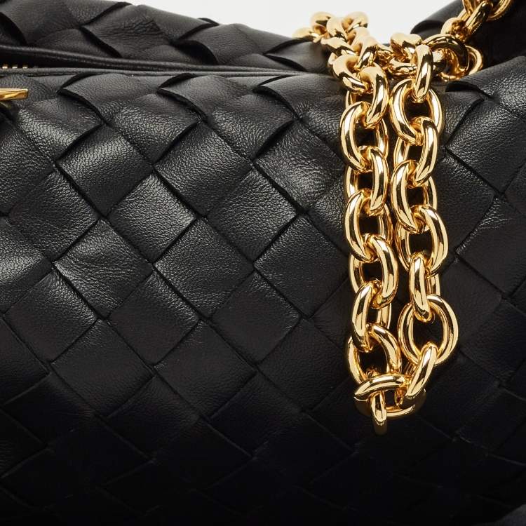 Pre Owned Bottega Veneta Black Intrecciato Leather Mini Jodie Chain Hobo