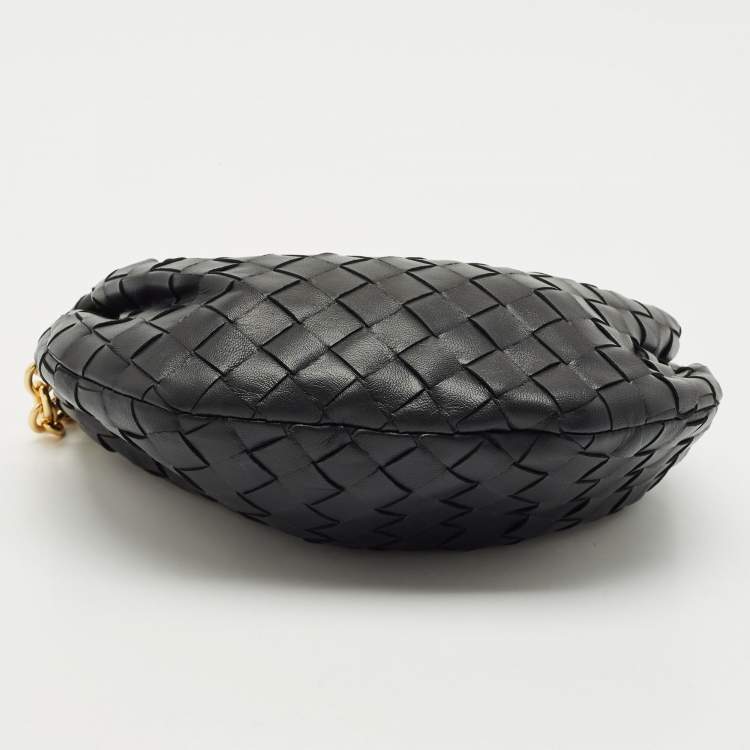 Pre Owned Bottega Veneta Black Intrecciato Leather Mini Jodie Chain Hobo