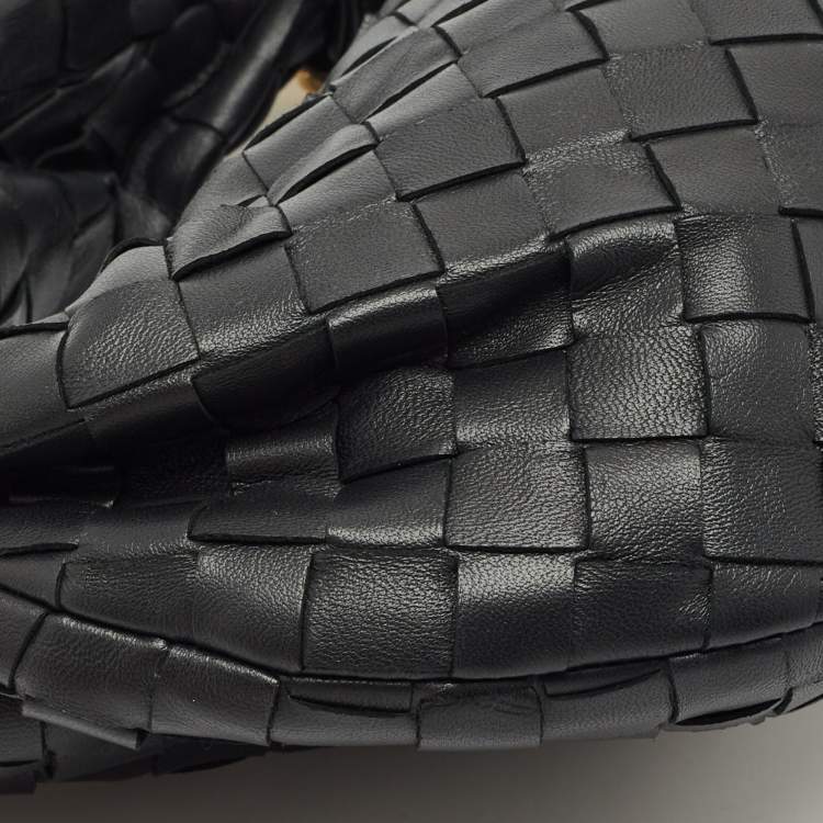 Pre Owned Bottega Veneta Black Intrecciato Leather Mini Jodie Chain Hobo