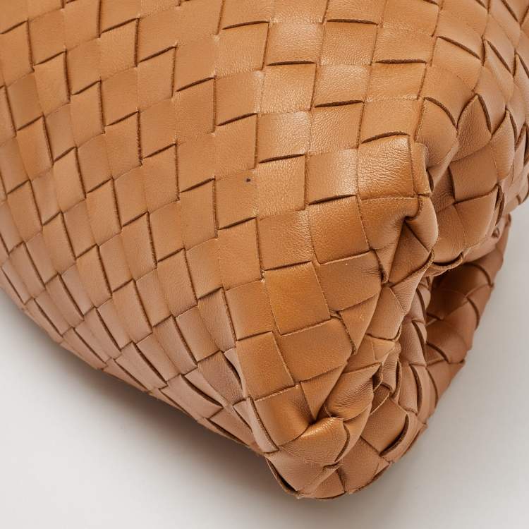 Pre Owned Bottega Veneta Tan Intrecciato Leather Large Pouch Clutch