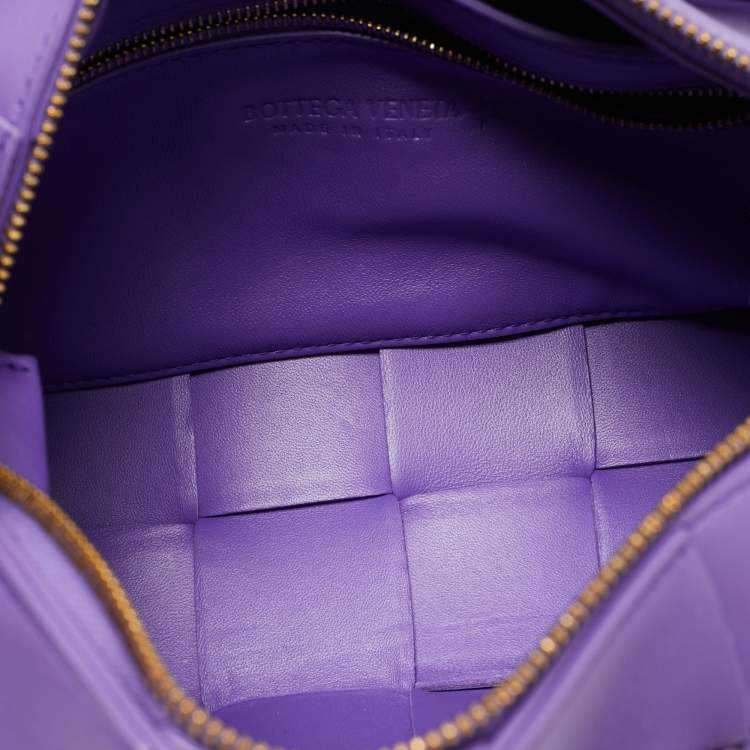 Pre Owned Bottega Veneta Purple Intrecciato Leather Cassette Shoulder Bag