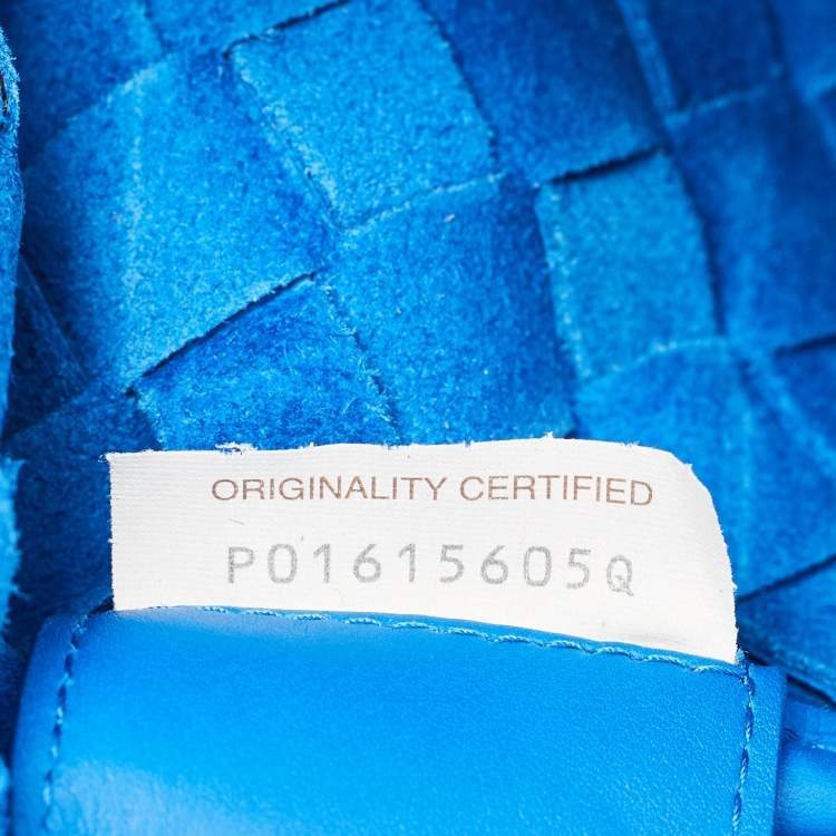 Pre Owned Bottega Veneta Blue Intrecciato Leather Top Zip Pouch