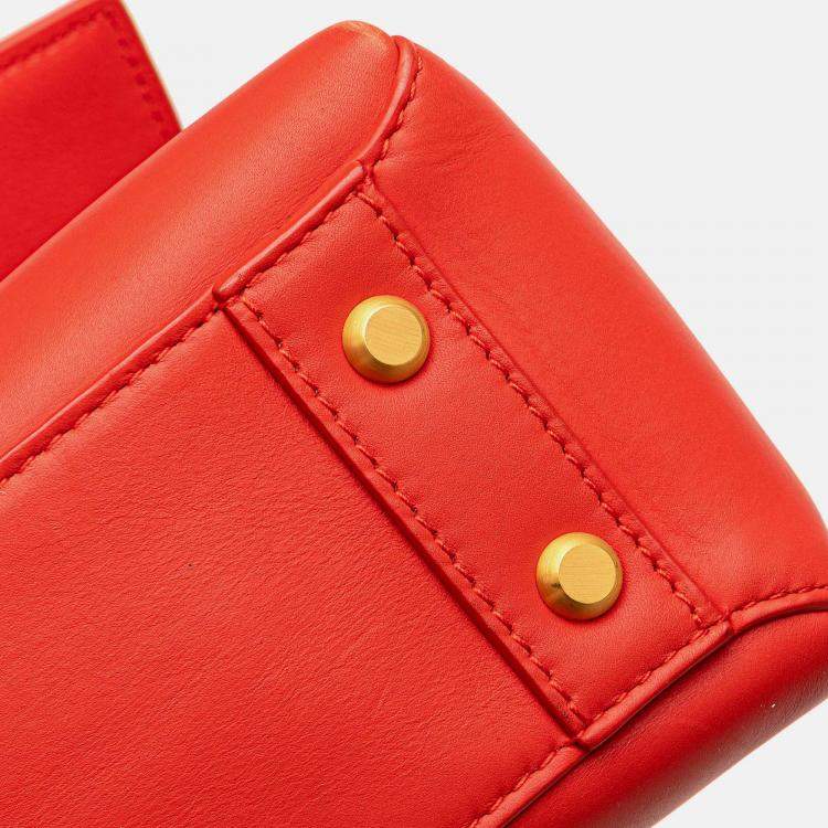Pre Owned Bottega Veneta Red Mini Nappa Piazza Top Handle Satchel