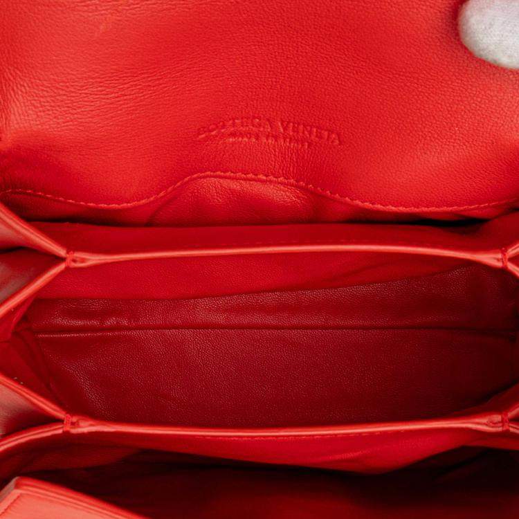 Pre Owned Bottega Veneta Red Mini Nappa Piazza Top Handle Satchel
