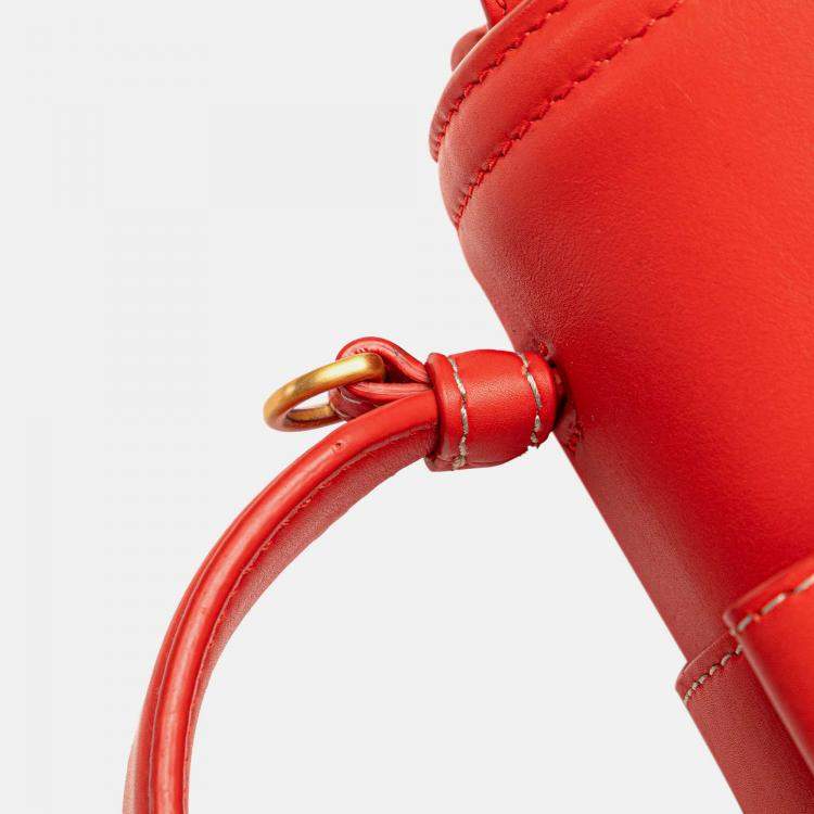 Pre Owned Bottega Veneta Red Mini Nappa Piazza Top Handle Satchel