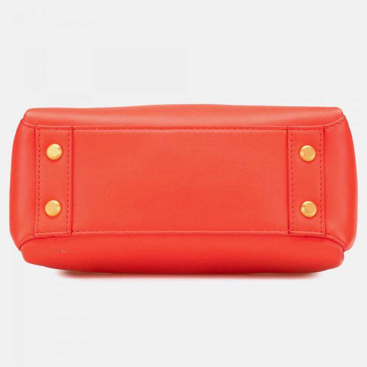 Pre Owned Bottega Veneta Red Mini Nappa Piazza Top Handle Satchel