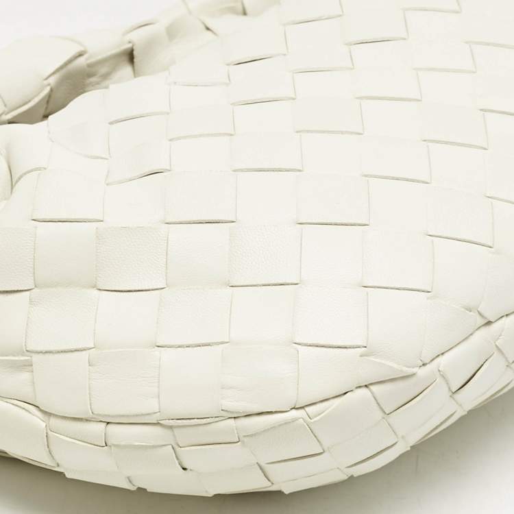 Pre Owned Bottega Veneta White Intrecciato Leather Mini Jodie Hobo