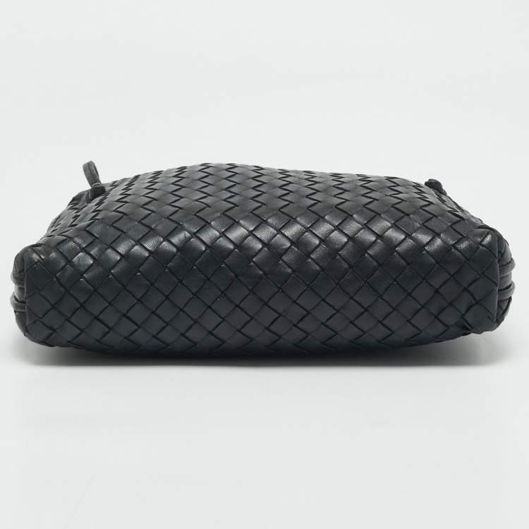 Pre Owned Bottega Veneta Black Intrecciato Leather Nodini Crossbody Bag