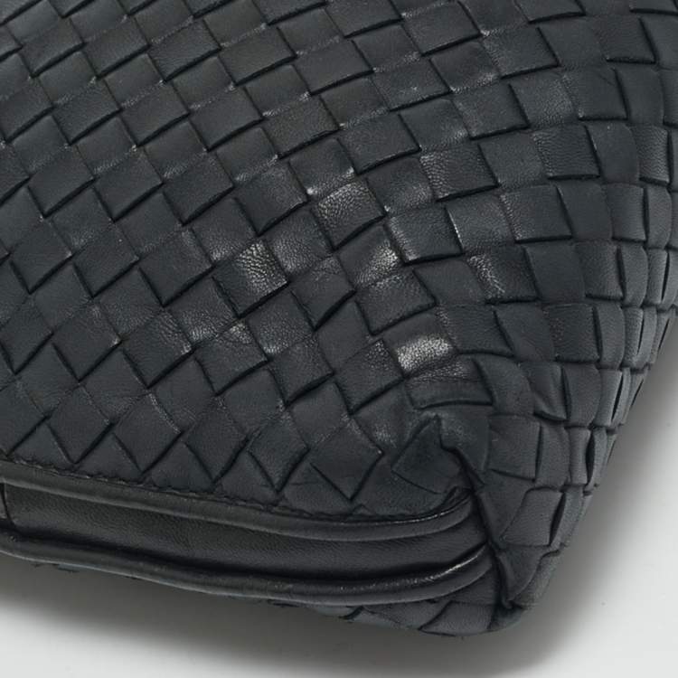 Pre Owned Bottega Veneta Black Intrecciato Leather Nodini Crossbody Bag