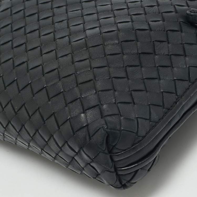 Pre Owned Bottega Veneta Black Intrecciato Leather Nodini Crossbody Bag