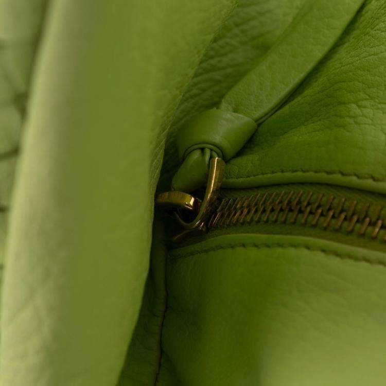 Pre Owned Bottega Veneta Green Nappa Intrecciato Knot Hobo
