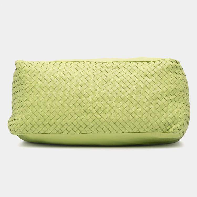 Pre Owned Bottega Veneta Green Nappa Intrecciato Knot Hobo