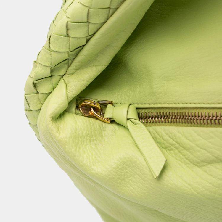 Pre Owned Bottega Veneta Green Nappa Intrecciato Knot Hobo