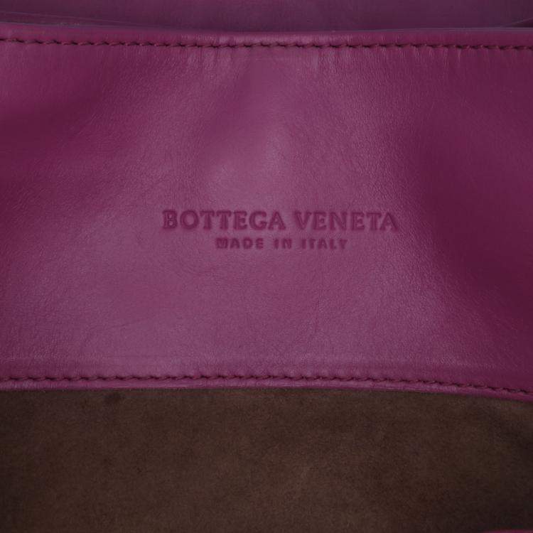 Pre Owned Bottega Veneta Purple Medium Nappa Intrecciato Roma Satchel