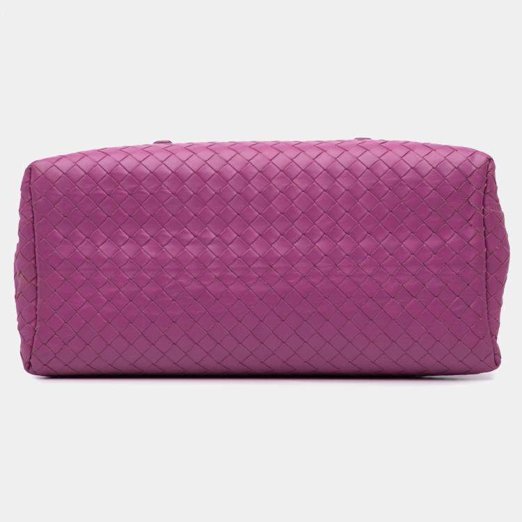 Pre Owned Bottega Veneta Purple Medium Nappa Intrecciato Roma Satchel