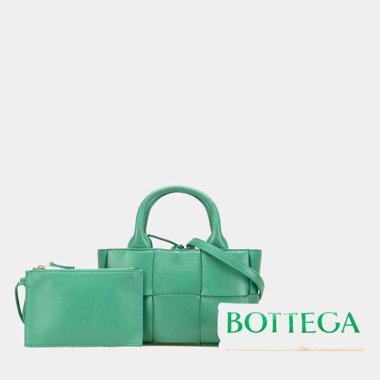 Pre Owned Bottega Veneta Green Candy Lambskin Intreccio Arco Tote
