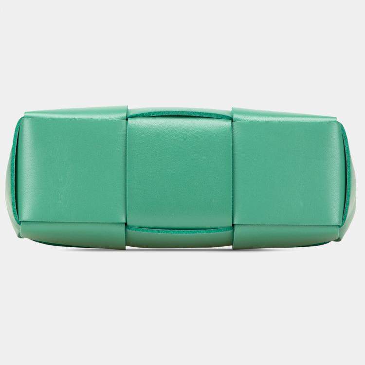 Pre Owned Bottega Veneta Green Candy Lambskin Intreccio Arco Tote