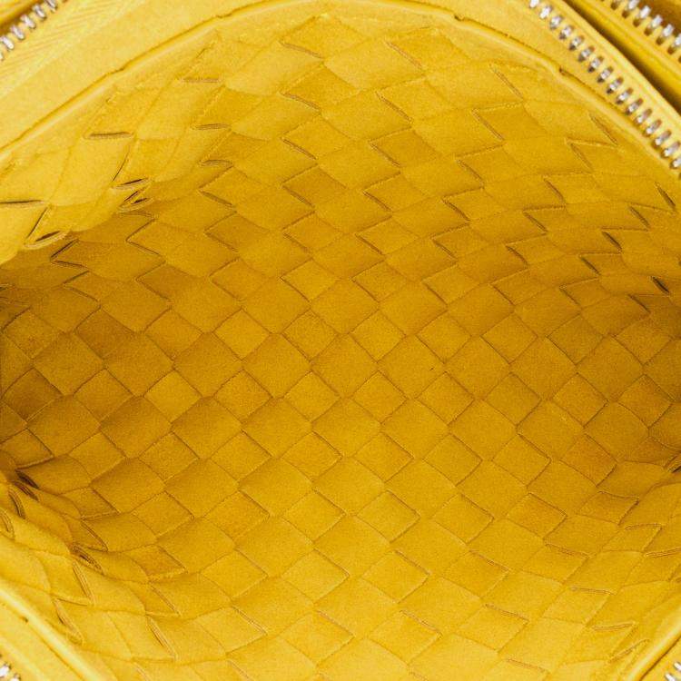 Pre Owned Bottega Veneta Yellow Nappa Intrecciato Duo Crossbody Shoulder Bag