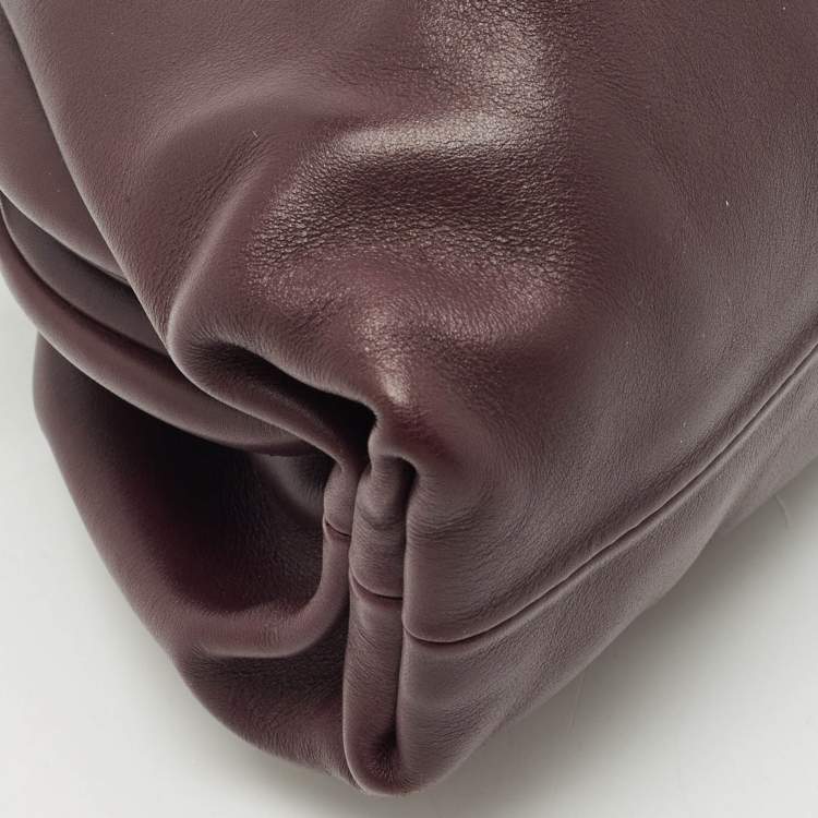 Pre Owned Bottega Veneta Dark Purple Leather Mini Pouch Clutch
