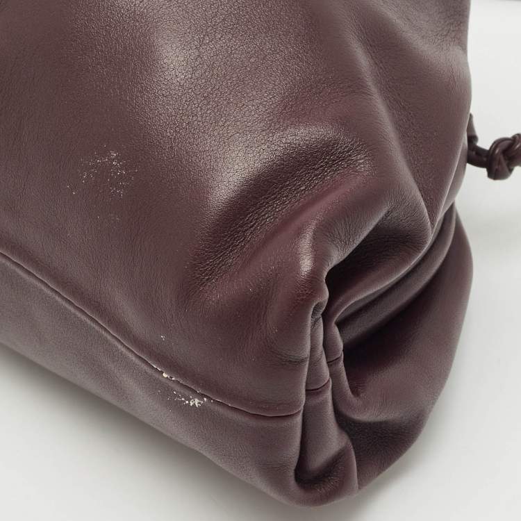 Pre Owned Bottega Veneta Dark Purple Leather Mini Pouch Clutch
