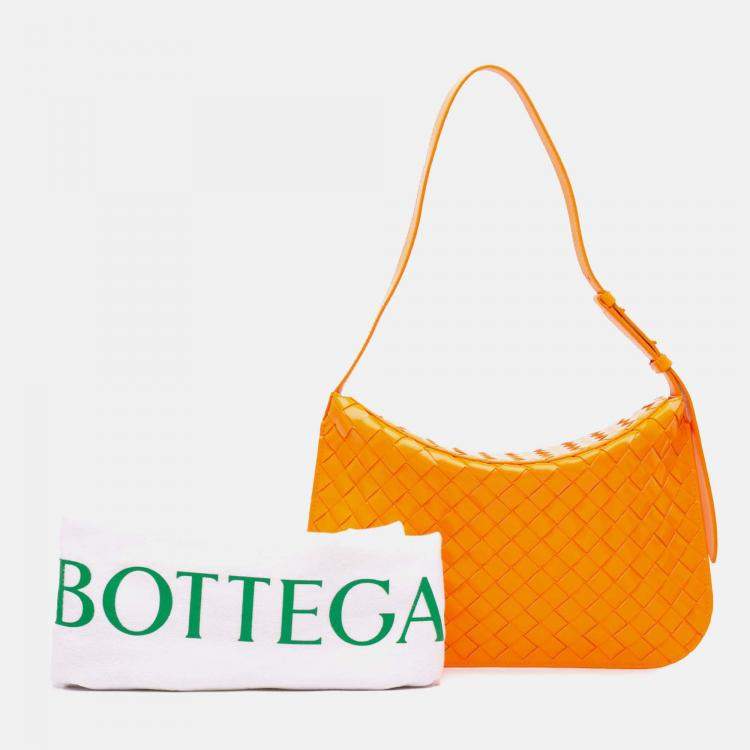 Pre Owned Bottega Veneta Brushed Calfskin Intrecciato Cradle Fold Over Shoulder Bag
