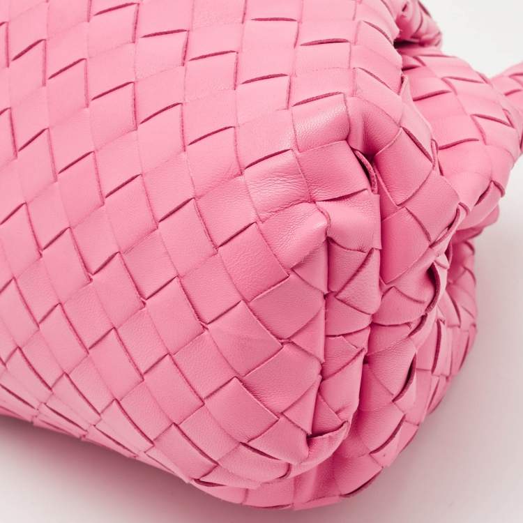 Pre Owned Bottega Veneta Pink Intrecciato Leather Classic The Pouch
