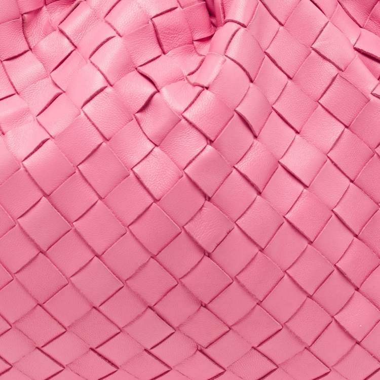 Pre Owned Bottega Veneta Pink Intrecciato Leather Classic The Pouch
