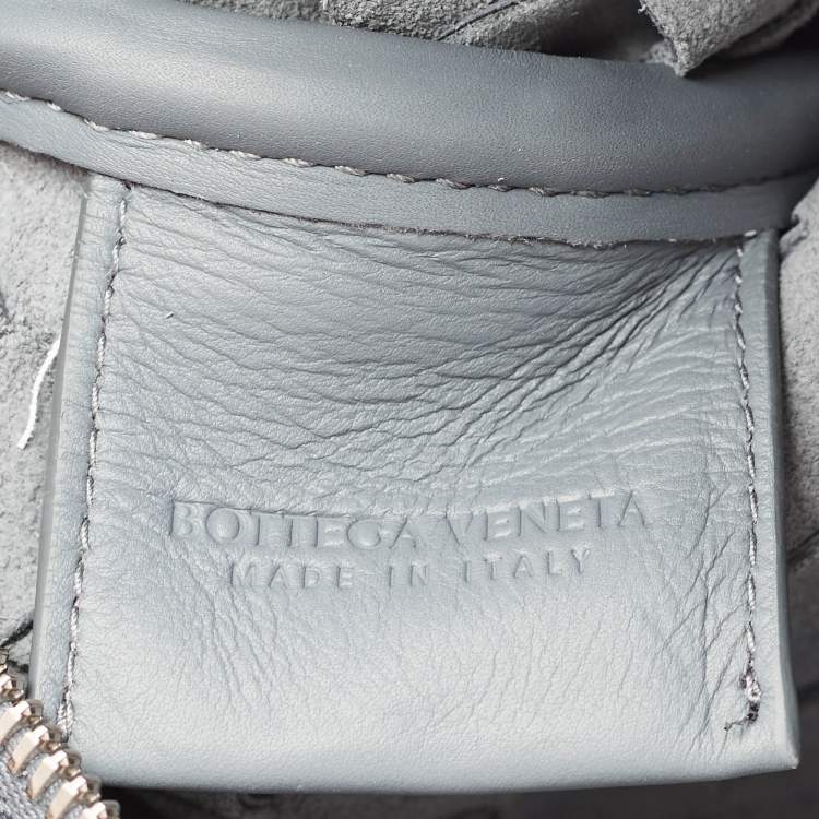 Pre Owned Bottega Veneta Slate Grey Intrecciato Leather Oversized Zip Pouch
