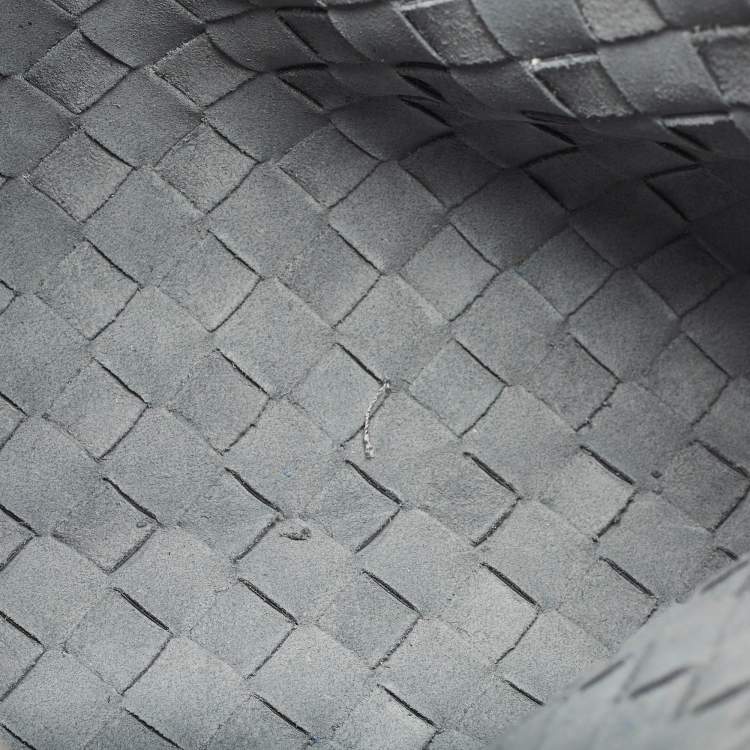 Pre Owned Bottega Veneta Slate Grey Intrecciato Leather Oversized Zip Pouch