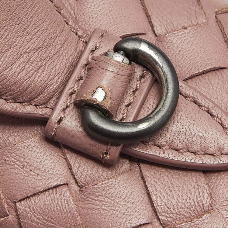 Pre Owned Bottega Veneta Old Rose Intrecciato Leather Alumna Top Handle Bag