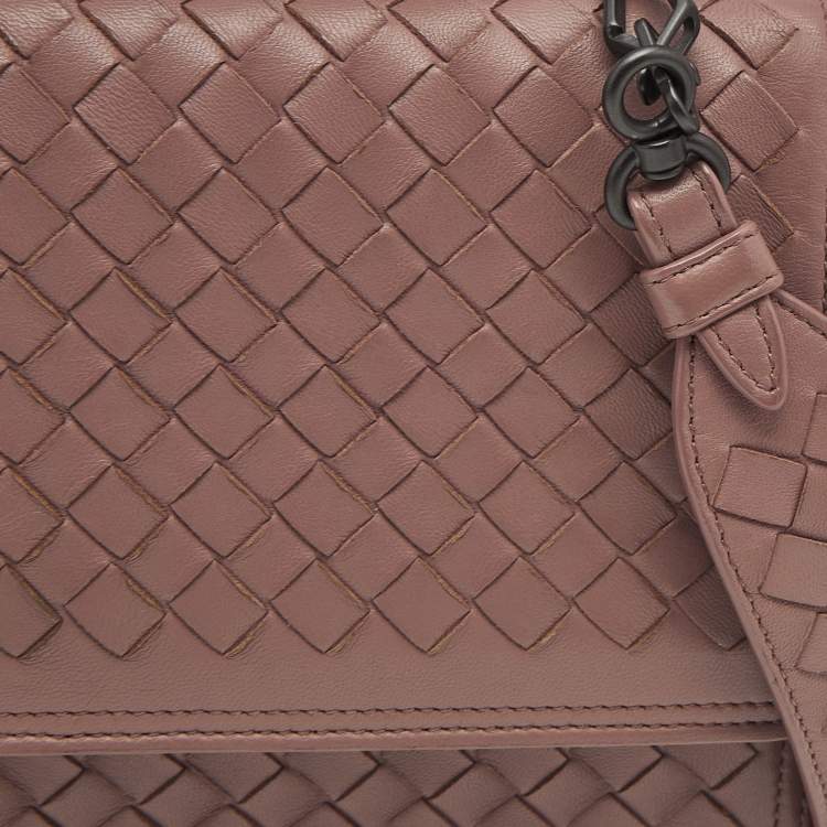Pre Owned Bottega Veneta Old Rose Intrecciato Leather Alumna Top Handle Bag