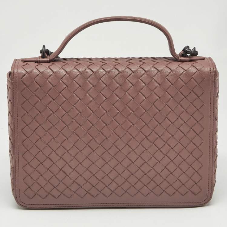 Pre Owned Bottega Veneta Old Rose Intrecciato Leather Alumna Top Handle Bag