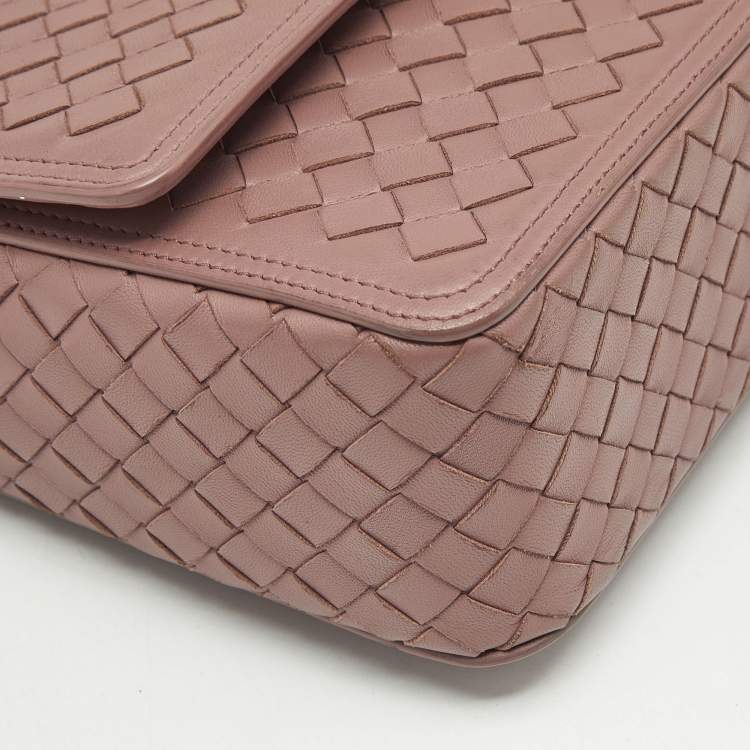 Pre Owned Bottega Veneta Old Rose Intrecciato Leather Alumna Top Handle Bag